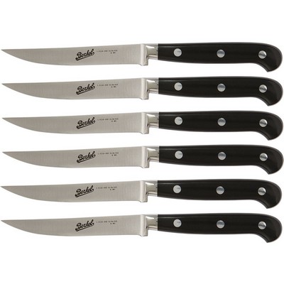 adhoc gloss black knife – set mit 6 steakmessern mit glatter klinge